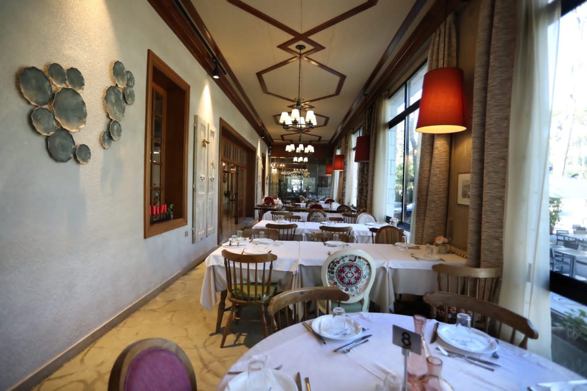 The dining room, set for service
